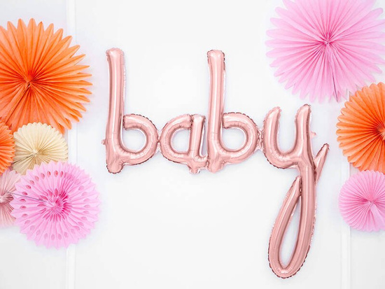 Balon foliowy Baby,różowe złoto, 73,5x75,5
