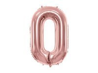 Balon foliowy metalizowany, Cyfra 0, 86cm, różowe złoto