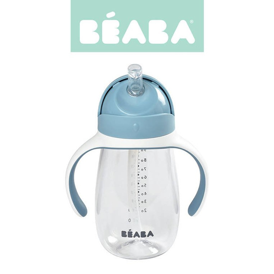 Butelka - kubek niekapek tritanowa ze słomką 300 ml windy blue, 8 m+, Beaba 
