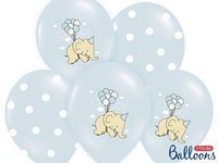 Balony 30 cm, Słonik, Pastel Baby Blue Mix, 1 op/6 szt.