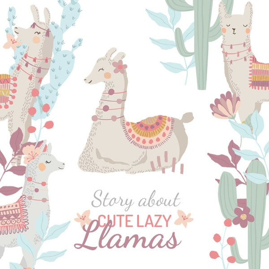 ColorStories Otulacz S 100% bambus Leniwe Lamy 75x75 cm