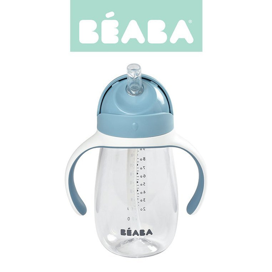 Butelka - kubek niekapek tritanowa ze słomką 300 ml windy blue, 8 m+, Beaba 