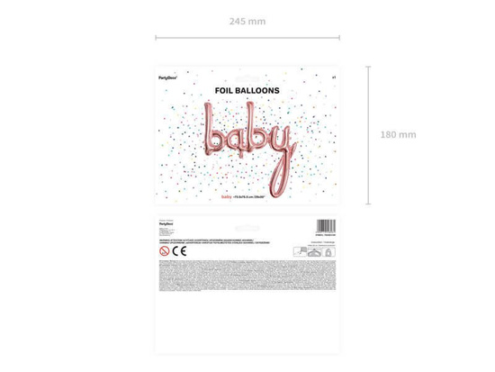 Balon foliowy Baby,różowe złoto, 73,5x75,5