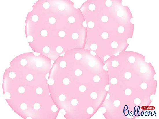 Balony 30 cm. Kropki, Pastel Baby Pink, 1 op./50 szt