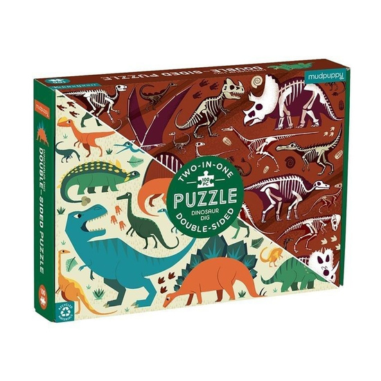 Puzzle dwustronne Dinozaury 100 elementów 6 l+, Mudpuppy 