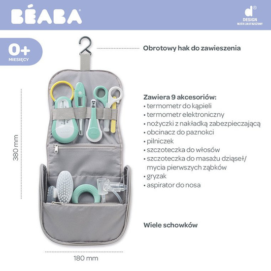 Beaba Kosmetyczka z 9 akcesoriami do pielęgnacji niemowląt grey