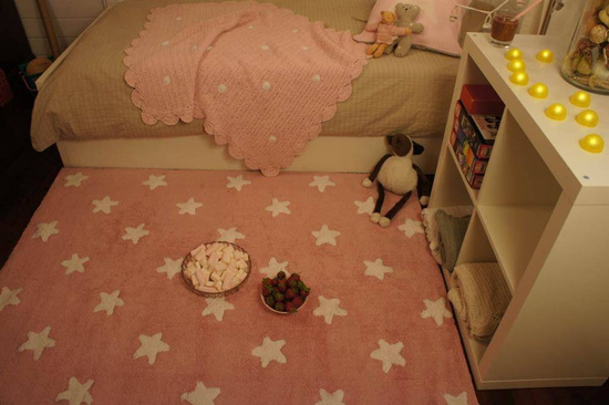 Dywan do prania w pralce Pink Stars White, Lorena Canals 120 x 160 cm