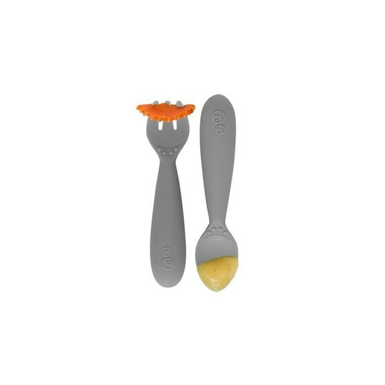 EZPZ Komplet silikonowych sztućców Mini Utensils szary