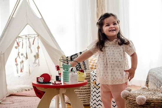 JANOD Stolik edukacyjny duży drewniany Baby Forest