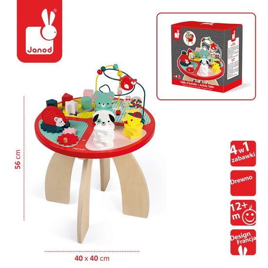 JANOD Stolik edukacyjny duży drewniany Baby Forest