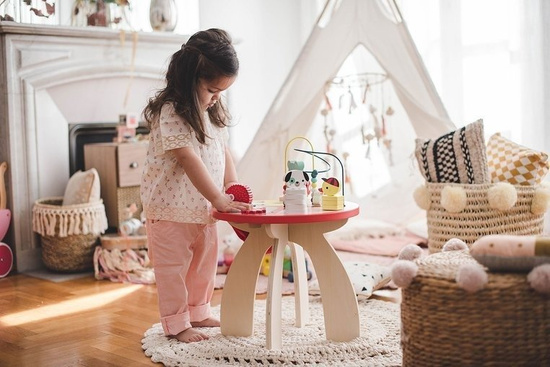 JANOD Stolik edukacyjny duży drewniany Baby Forest