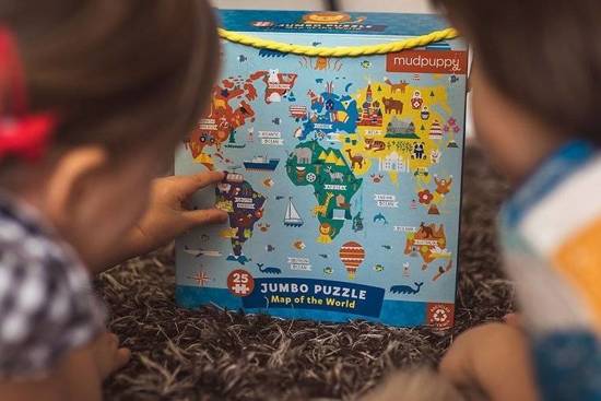 Mudpuppy Puzzle podłogowe Jumbo Mapa świata 25 elementów 2+