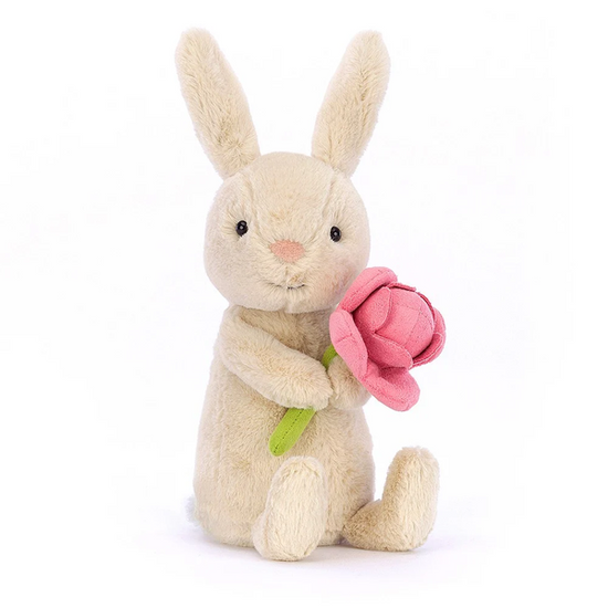 Wesoły Króliczek z Kwiatem Peoni 15 cm