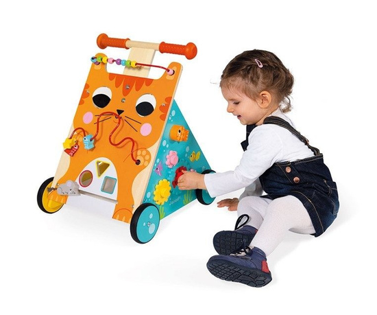 Wielofunkcyjny pchacz edukacyjny Kot, 12 m+, Janod
